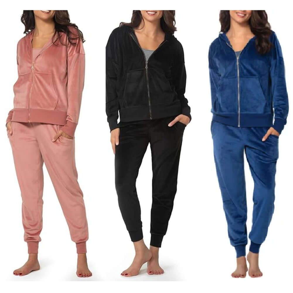 NWoT Felina Women's Velour 2 Piece Zip Hoodie And Joggers Size S-2XL $70 11HL065